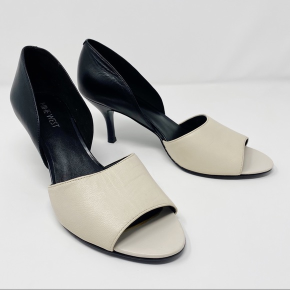 Nine West Shoes - NINE WEST D'orsay Leather Open Toe Kitten Heels